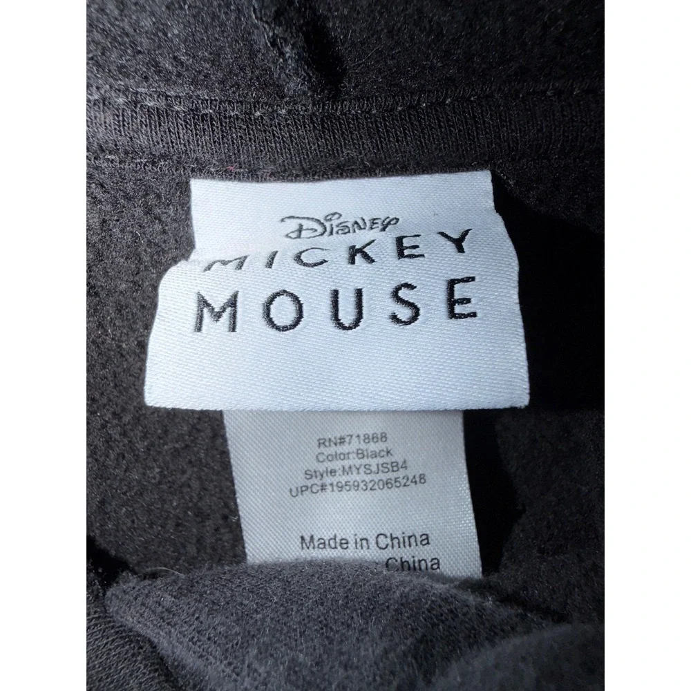 Disney Mickey Mouse Hoodie Women XL Black Excellent Floral Graphic Sweatshirt